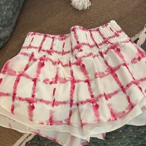CALIA by Carrie Underwood Red and White High Waist Shorts